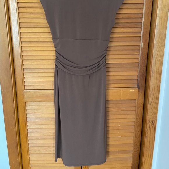 BCBG Brown Faux Wrap Midi Dress - Picture 3 of 3